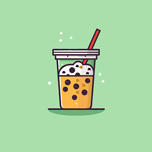 logo design, boba tea shop, flat, 2D, light green, simple style, vector