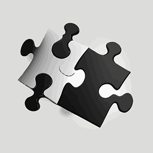 two puzzle pieces that are mismatched and not together, black and white, white background, vector image,