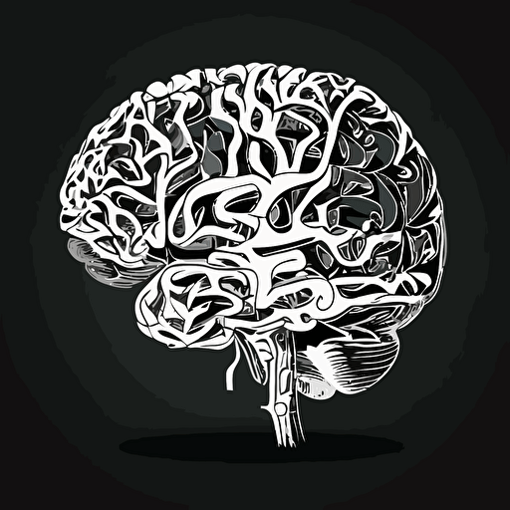 human brain vector outline