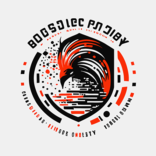 vector logo design for cyber security company with many data, black, white, coral red