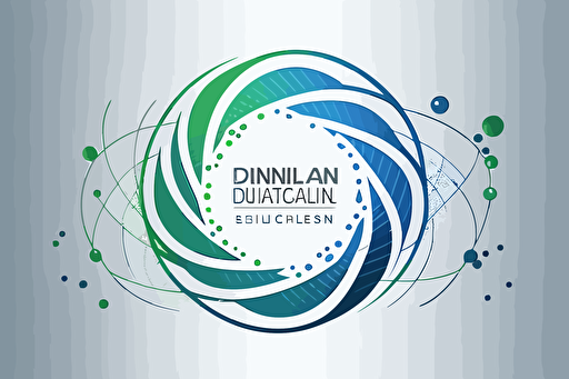 vector logo, circle, dna, data stream, green, blue, gray, clear, minimal