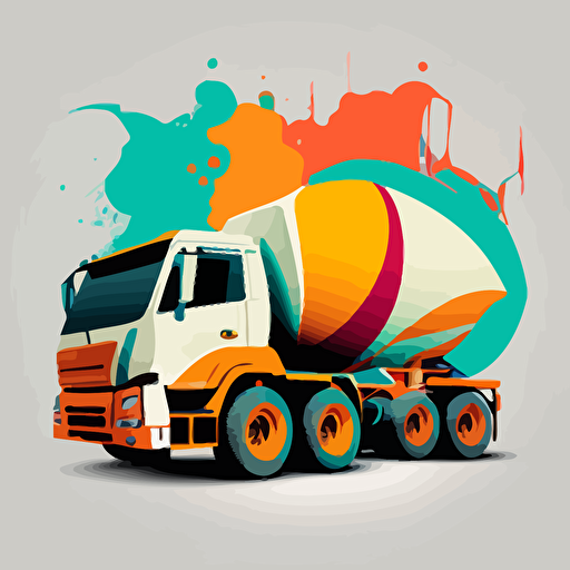 concrete mixer truck, vivd colors, vector