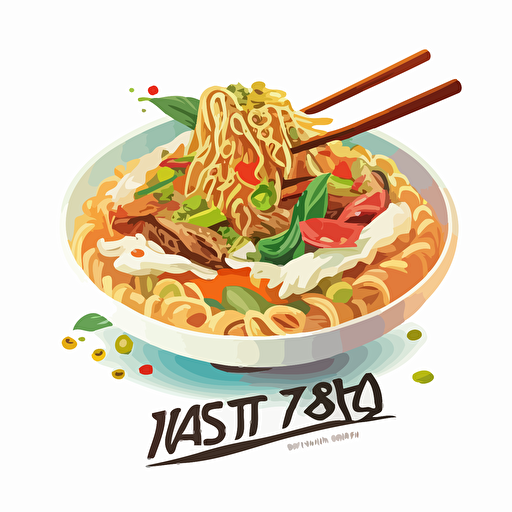 tasty colorful yakisoba vector illustration white background