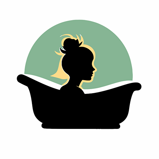 a silhouette logo of a person in a bathtub, simple, vector