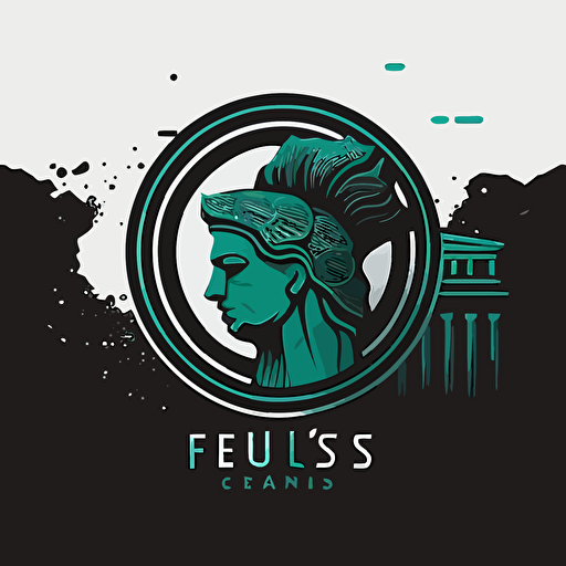 Create a vectorized modern abstract 2D minimalist logo for a brand that organizes Ephesus tours. It consists of turquoise and black colors.