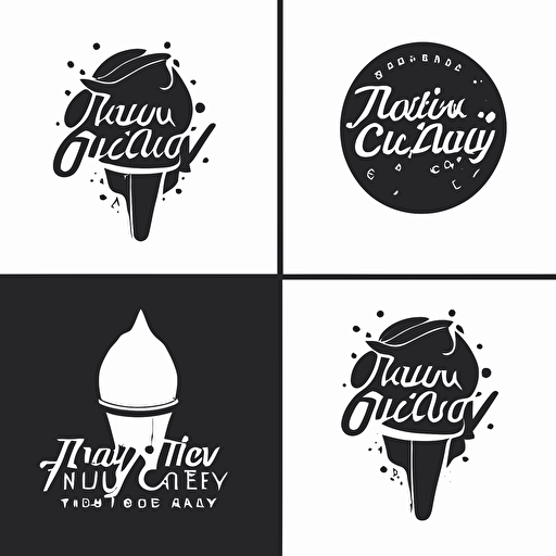 4 logo options for a frozen sweet treat company called icy juicy black vector white background