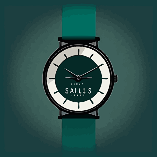 Logo design, No letters, vector, smart Hand watch with straps, minimalist, round shape, logo make using colours of black, dark teal.