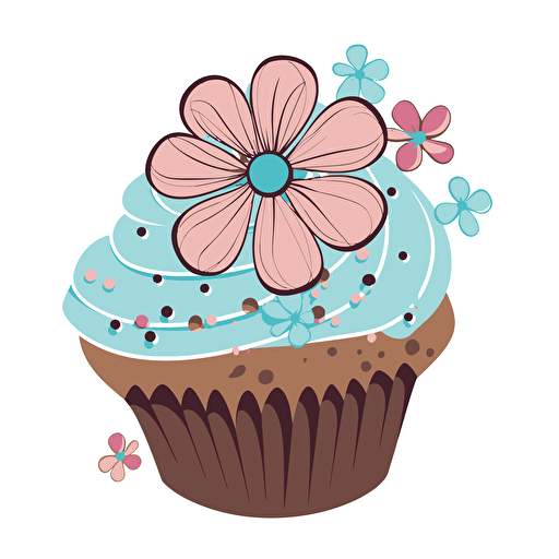 a logo for a flower cupcake company, pretty, vector style, no background
