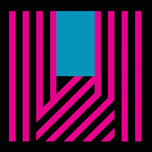 a square with 1 magenta stripe, 1 purple stripe, 1 fucshia stripe, 1 mint green stripe, 1 electric blue stripe, 1 teal stripe, 1 black stripe vector