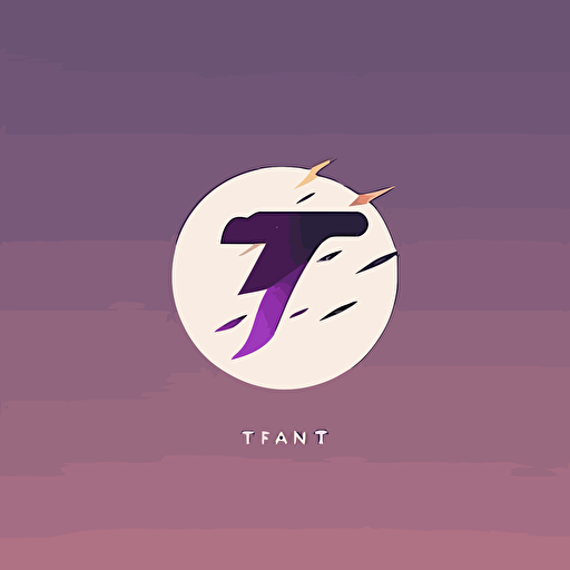 a minimalist vector logo of the letter T, shape simple, tornado aspect, modern, 3 colors of purple, flat style, vector