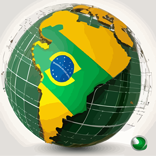 the globe with brazil highlighted, showing indicators in various parts of the map, without text, vector, zoom