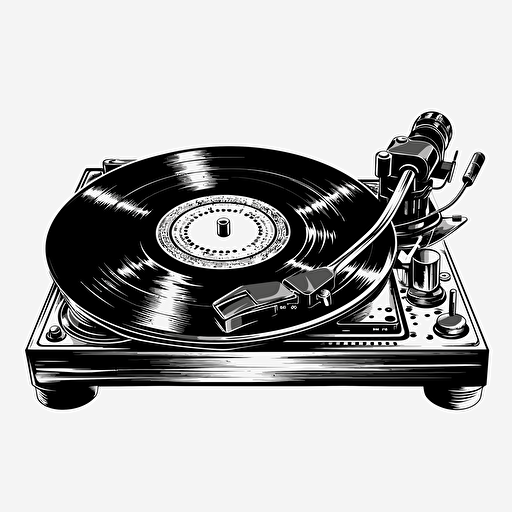 vinyl record, black and white logo, vector, technic 1200 turntable