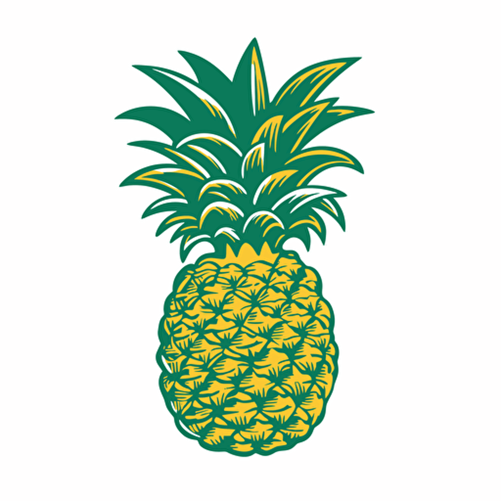 williamsburg pineapple logo, vector, isolated background, kelley green, yellow