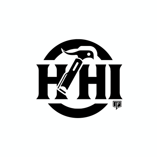 A logo for a carpenter with the black big letter "H" and a bit smaller black letter "H" in the middle, vector,