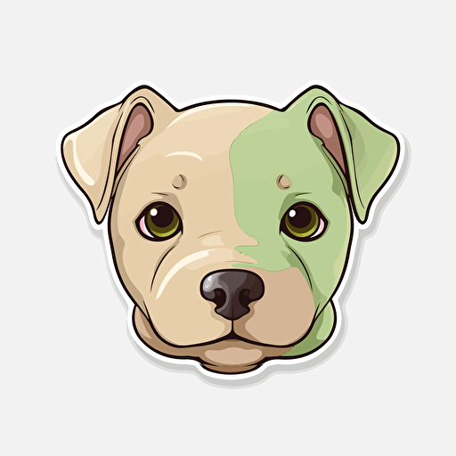 tan red nose american pitbull terrier puppy, light green eyes, sticker, cartoon, kawaii, Vector, soft contour, White Background