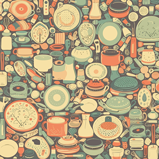 pattern, vectorial, high quality, kitchen stuff, coloured