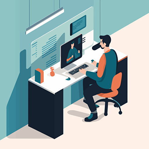 A vector image on KYC, showcasing a helpdesk engineer conducting an in-person interview