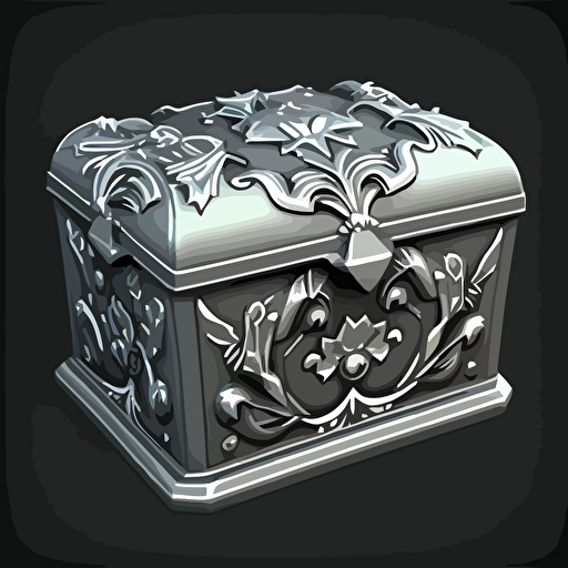silver Jewerly box, closed, icon, hand painted, vectorial, design sheets for a game