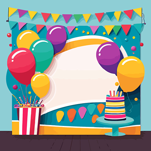 birthday backdrop for kids, vector, colourful