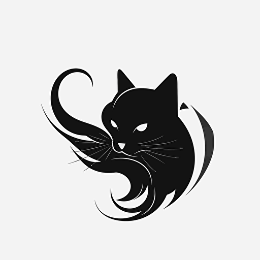 in a black circle, vector, logo design, white background, cat black, 6144x6144