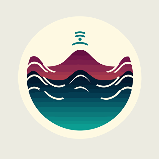 create a simple vector-style logo with rounded radio-waveforms, white backround