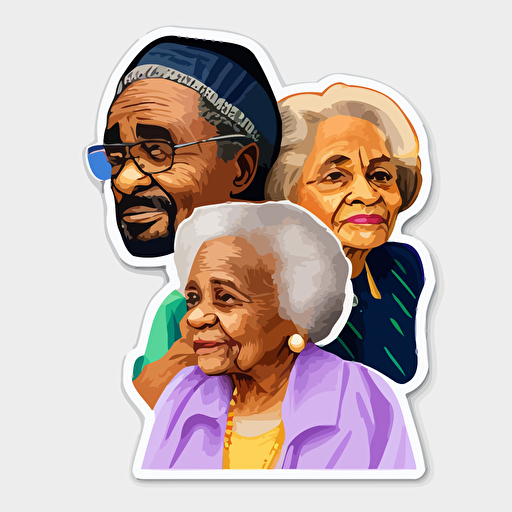 sticker, all about the benjamins with two old ladies talking to mike epps, colorful, contour, vector, white background