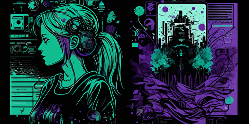 vector illustration of scalability and AI designmilk purple black blue green