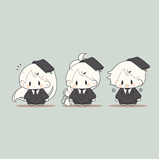 graduating chibi babies, 2d, simple, cute, vector, vector illustration,