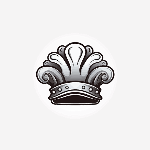 illustration of a chef's hat logo , for a logo of a restaurant , maximun 2 colors, stikert, vector stile , (white, black), white background, v5