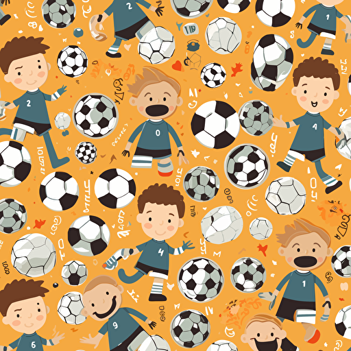 a boys soccer themed pattern print illustration vector clip art