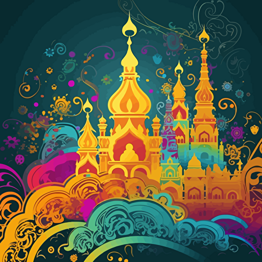 with cmyk colours 006660,e9cc67 create an indian inspired background vector design
