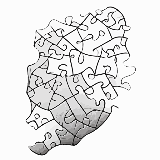 vector line drawing of puzzle peaces
