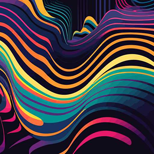 colored horizontal wave pattern background Vector illustration, in the style of neon-infused digitalism, ian davenport, free brushwork, linear patterns, dark indigo and magenta, organic forms and patterns, rainbowcore v5