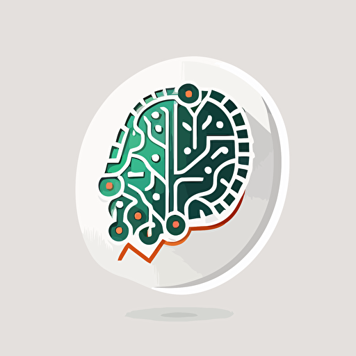 logo,brain cells made of data,settings icon,rounded, white background, flat, vector,