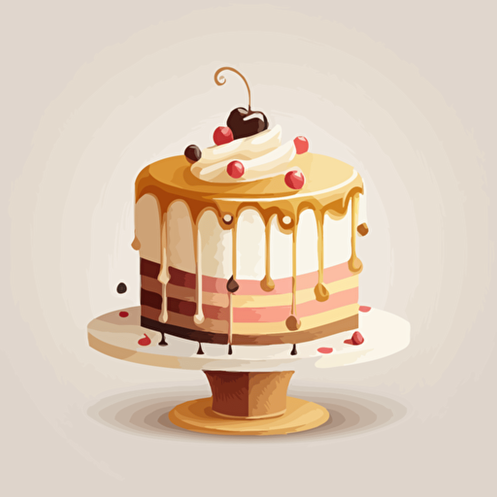 simple birthday cake, vector, game art, white background