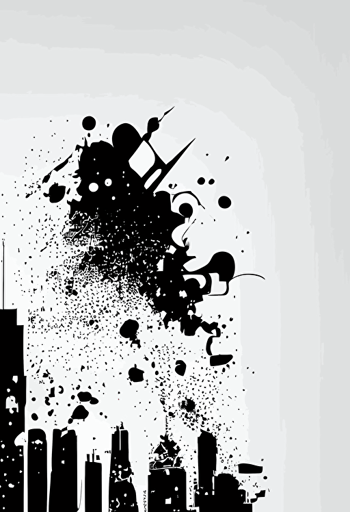 black & white skyline vector of miami, abstract, minimal,