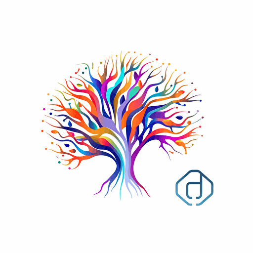 logo of a brain, generated with ai, white background, neurons, technology colors, branding, minimalist, vector,