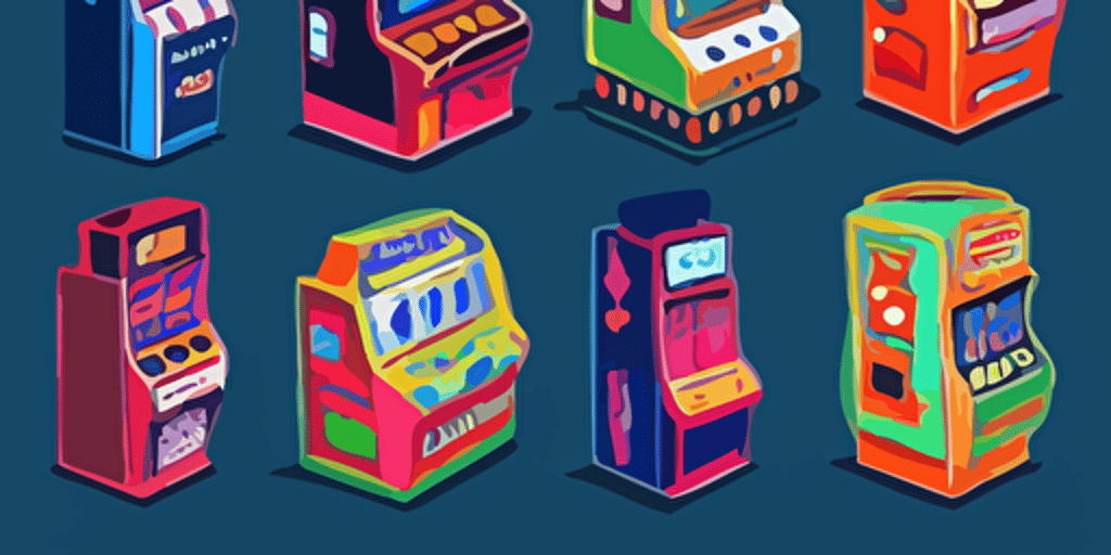 Many slot machines, vector art