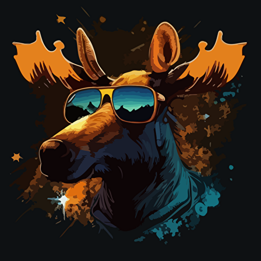 space moose wearing sunglasses vector logo