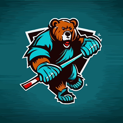 vector logo style bear hockey mascot