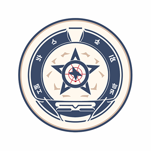 Insignia, North Korea School of Nuclear Science, no lettering, no image noise, white background, flat vector illustration,