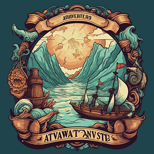 a vector artwork of "Adventure Awaits"