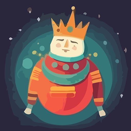 Vector illustration of funny king, floating in space, in vivid colors