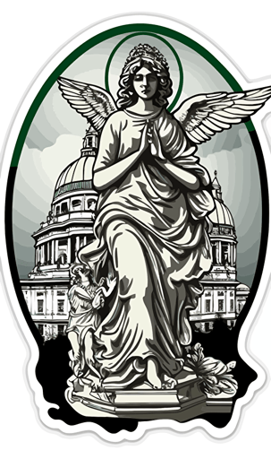 Victoria Memorial from london, vector sticker style, white background, epic,