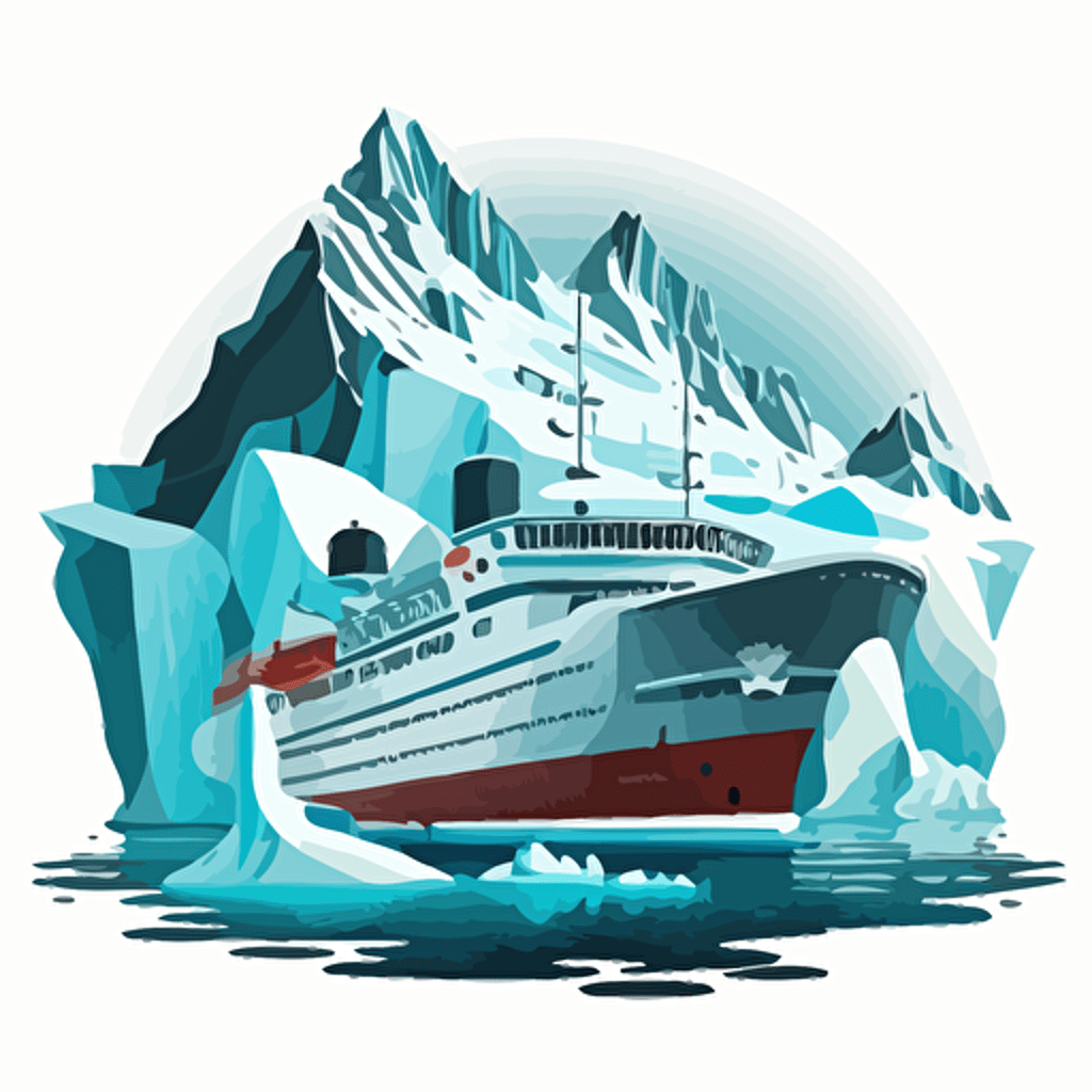 cartoon cruise ship glacier vector style