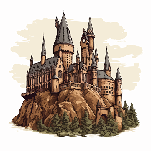 vector drawing of Hogwarts Castle