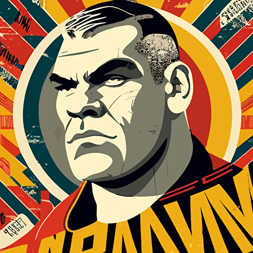 Lenny Mclean vector design by Shepard Fairey exquisite detail, glamorous, thrilling, stylized photorealism, dynamic composition, vibrant colors