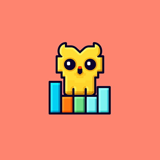 a cute pixel owl vector logo with a bar chart