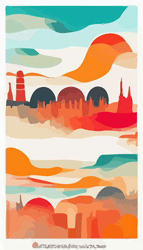 Abstract landscape. Printable boho poster for decor. Artwork with terracotta colors. Vector illustration, Wall Poster, abstract watercolor illustration of LondonCity, landmarks