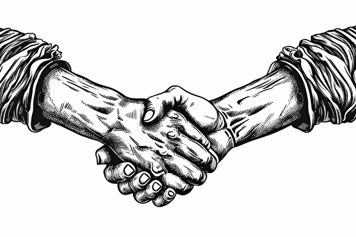 roman forearm handshake as vector art symbol isolated on solid white background, high detail